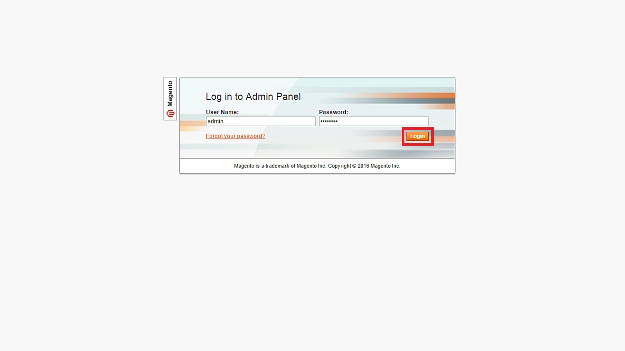 Magento Admin Login Panel